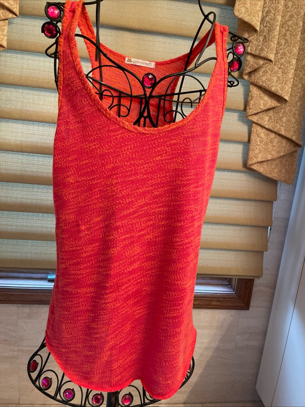 Pure Karma Women’s Orange & Hot Pink Knit Racerback Tank Top Size Large